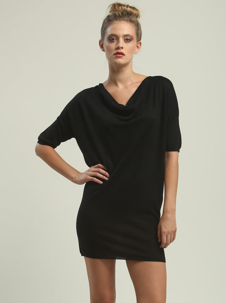Reversible Drape Neck Tunic Dress in Kitted Silk