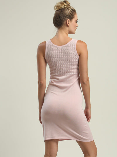 Crochet Trimmed Dress in Knitted Silk