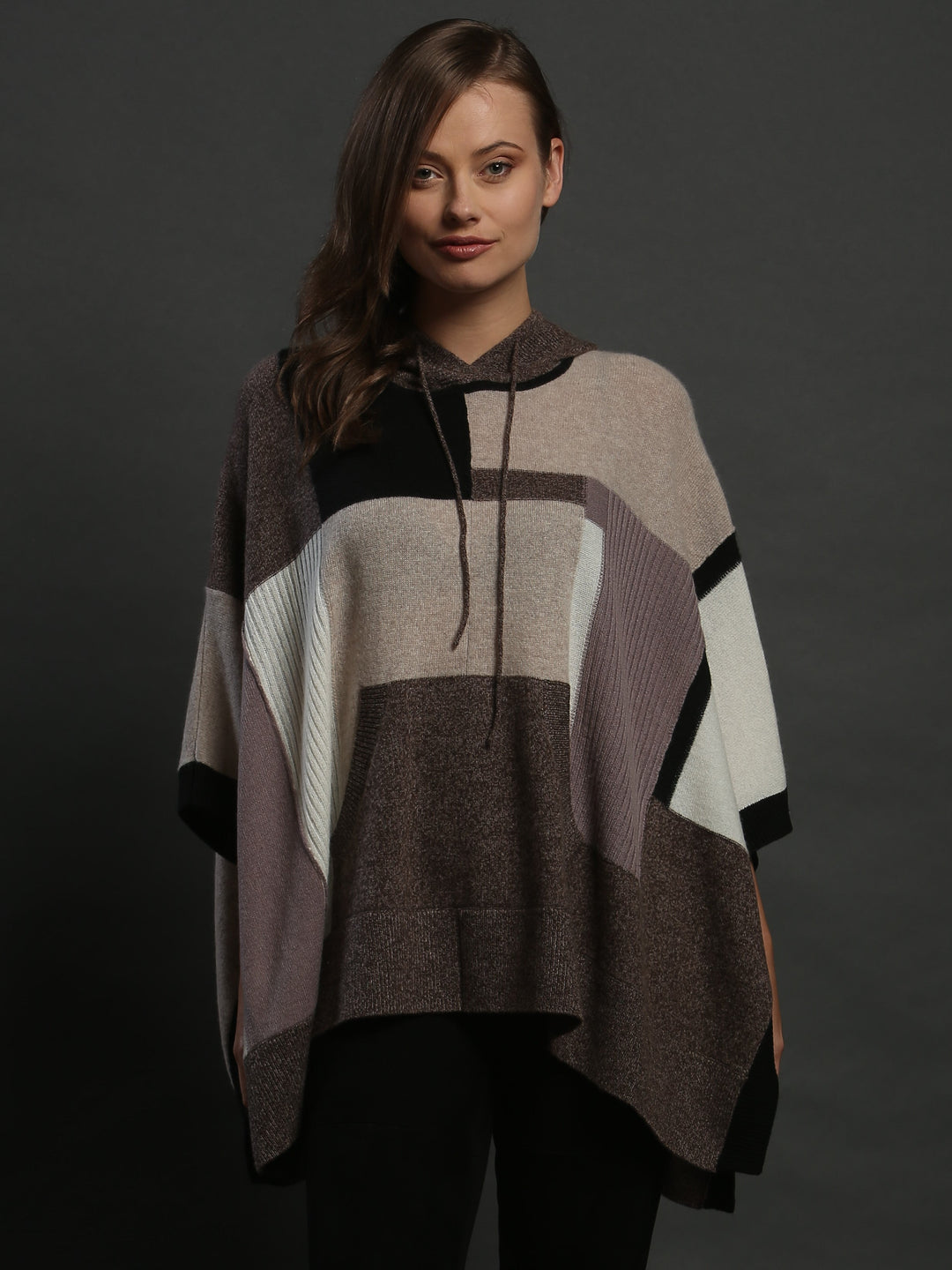 Patchwork Hooded Poncho