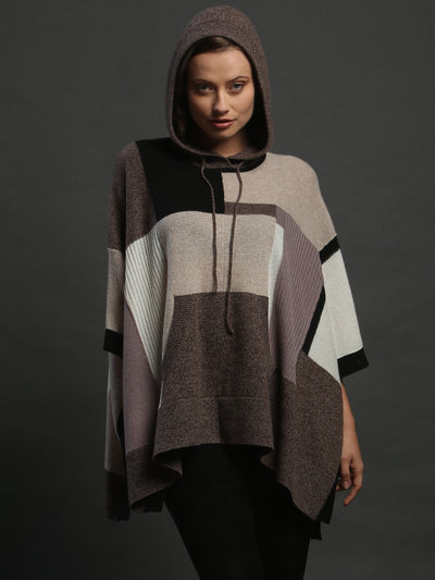 Patchwork Hooded Poncho