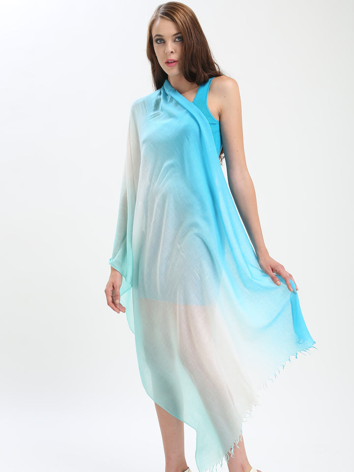 Ombre Dyed Tissue Fine Cashmere Scarf