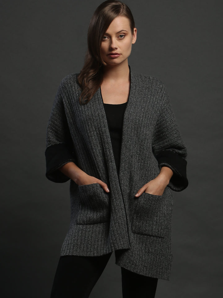 Contrast Roll Over Sleeve Kimono