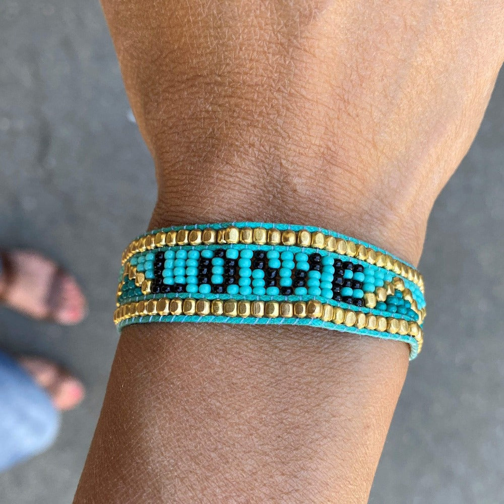 Taj LOVE Bracelet - Turquoise &amp; Black - Love is Project