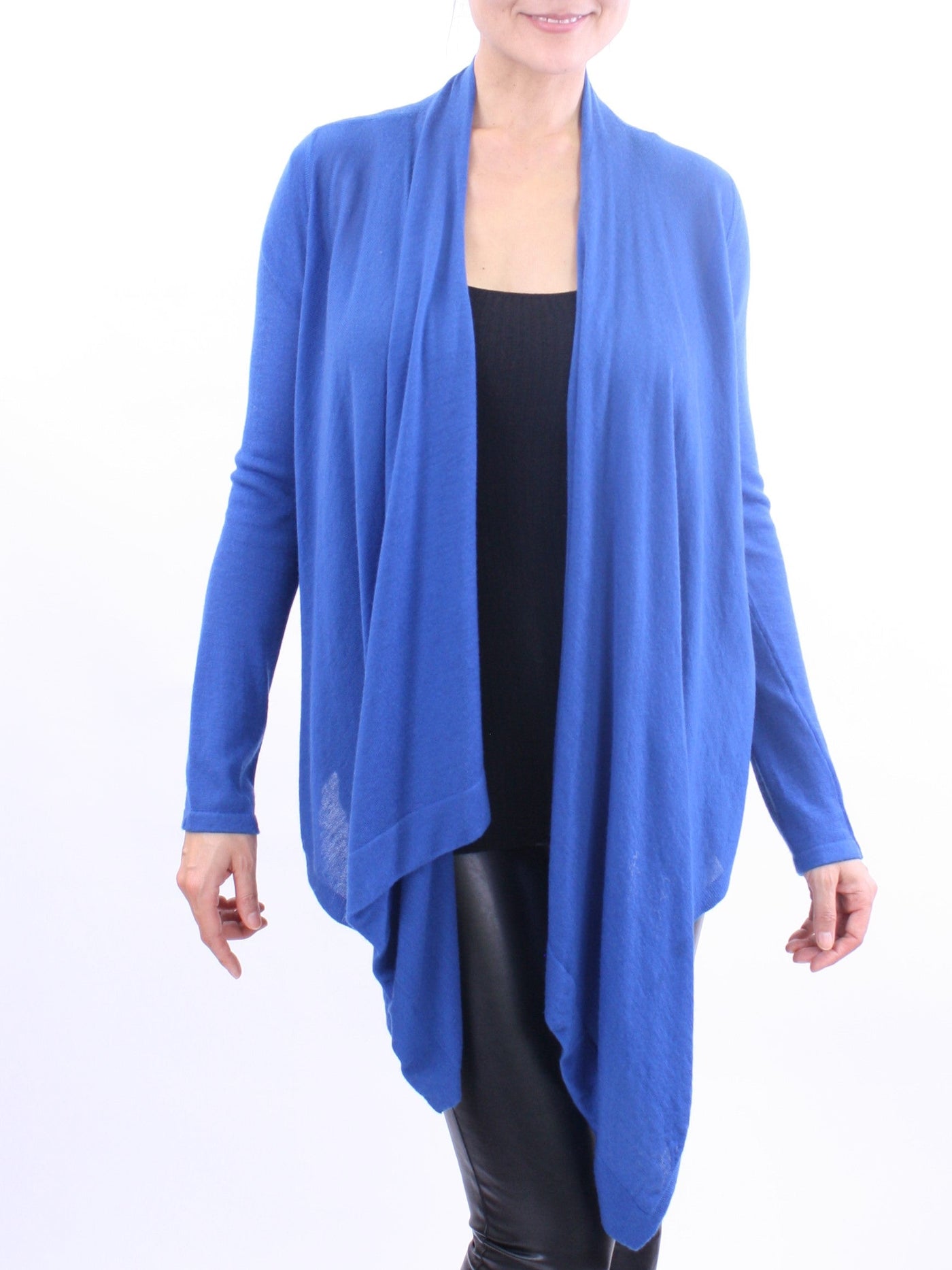 Two-Way Drape Front Wrap Cardigan in Fine Cashmere