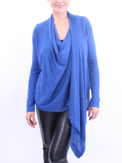 Two-Way Drape Front Wrap Cardigan in Fine Cashmere