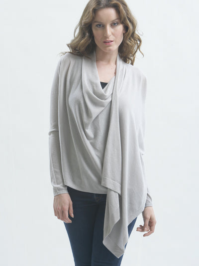 Two-Way Drape Front Wrap Cardigan in Fine Cashmere