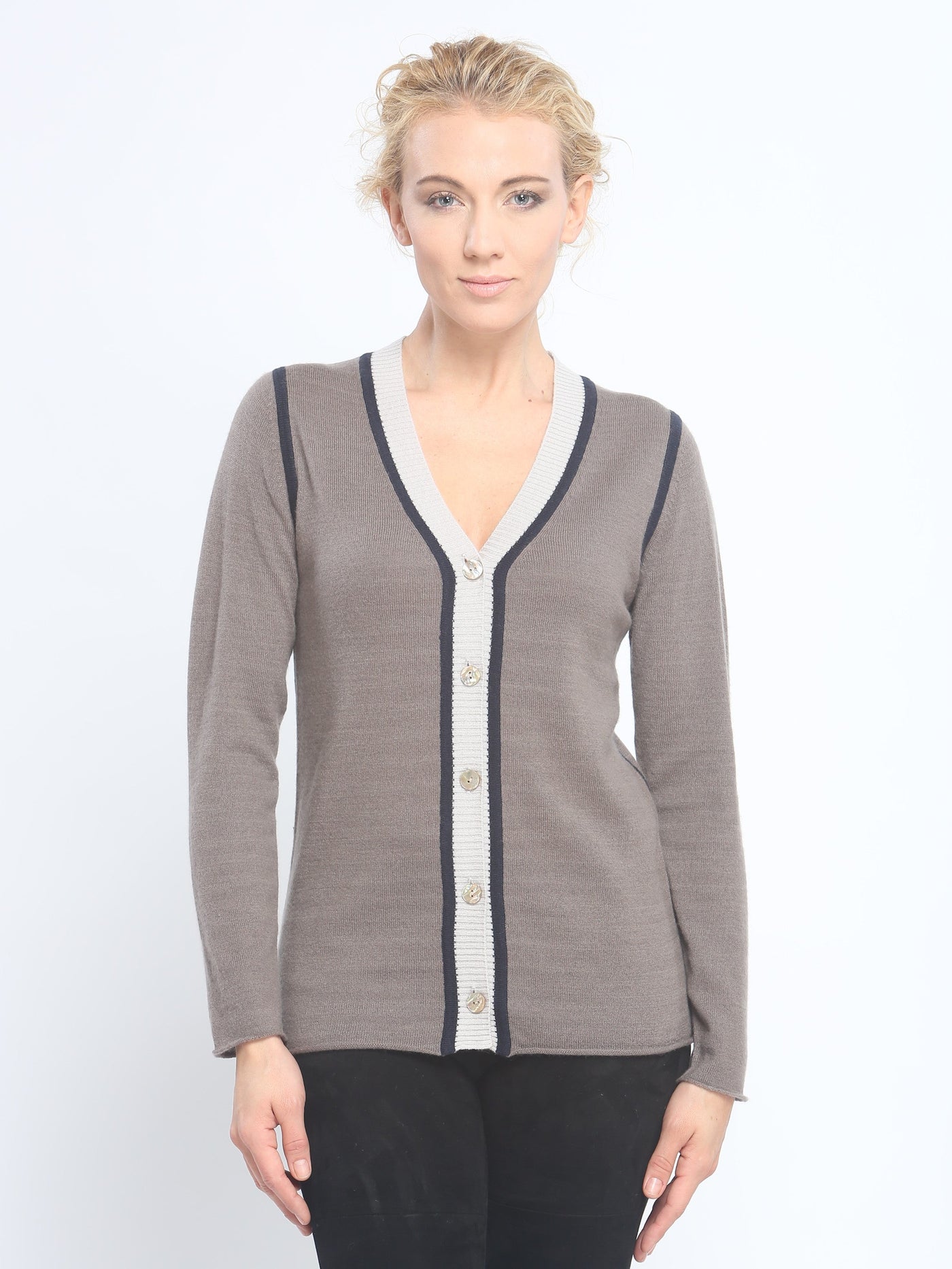 Contrast Piping Cardigan