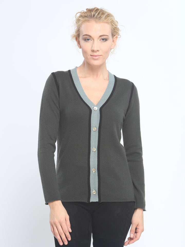 Contrast Piping Cardigan