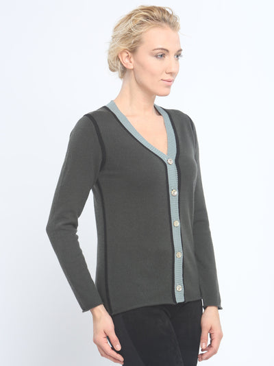 Contrast Piping Cardigan