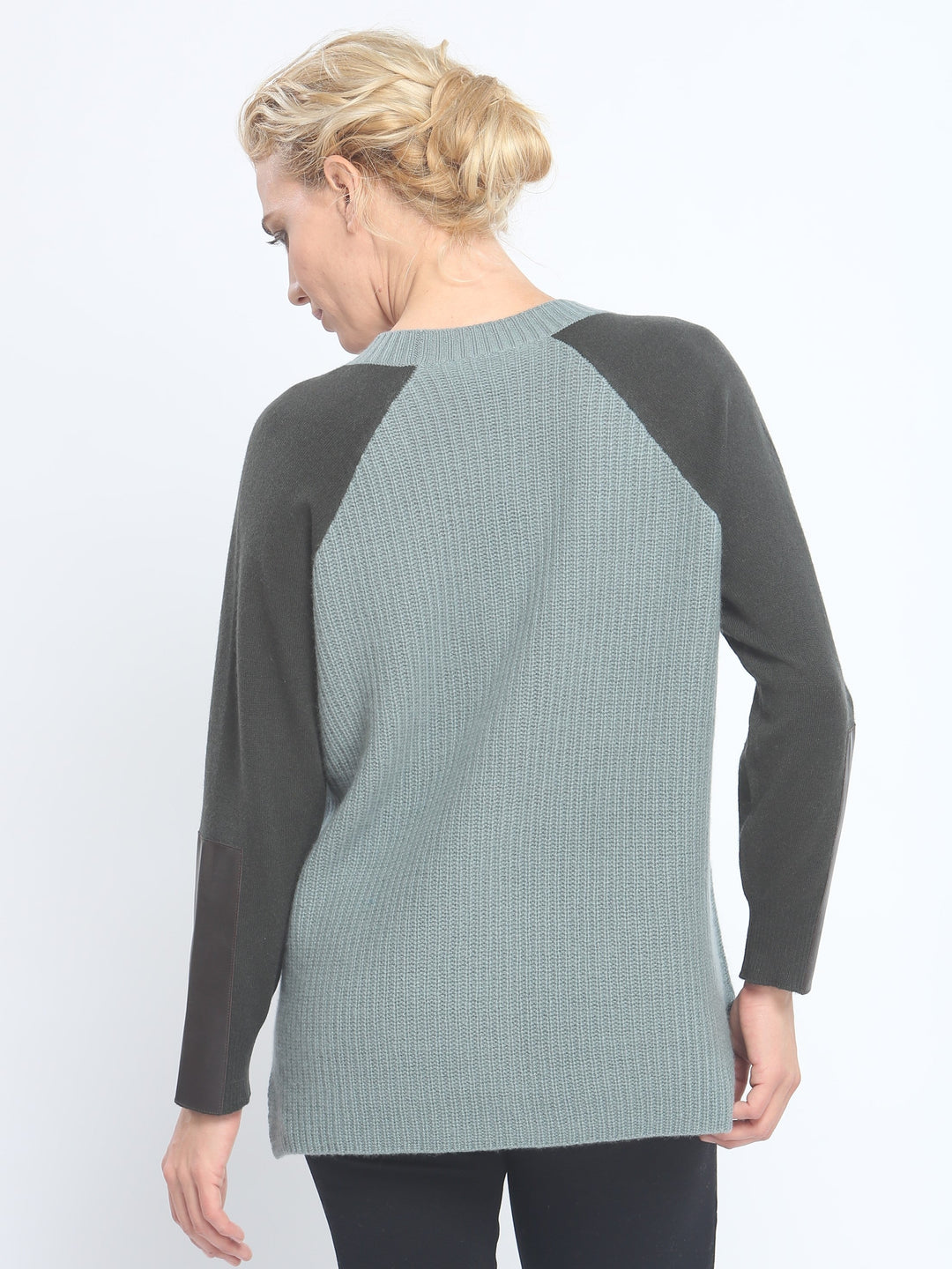 Leather Cuff 2 Tone Cardigan