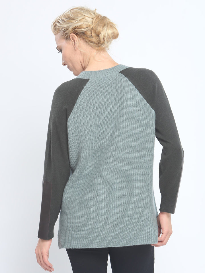 Leather Cuff 2 Tone Cardigan