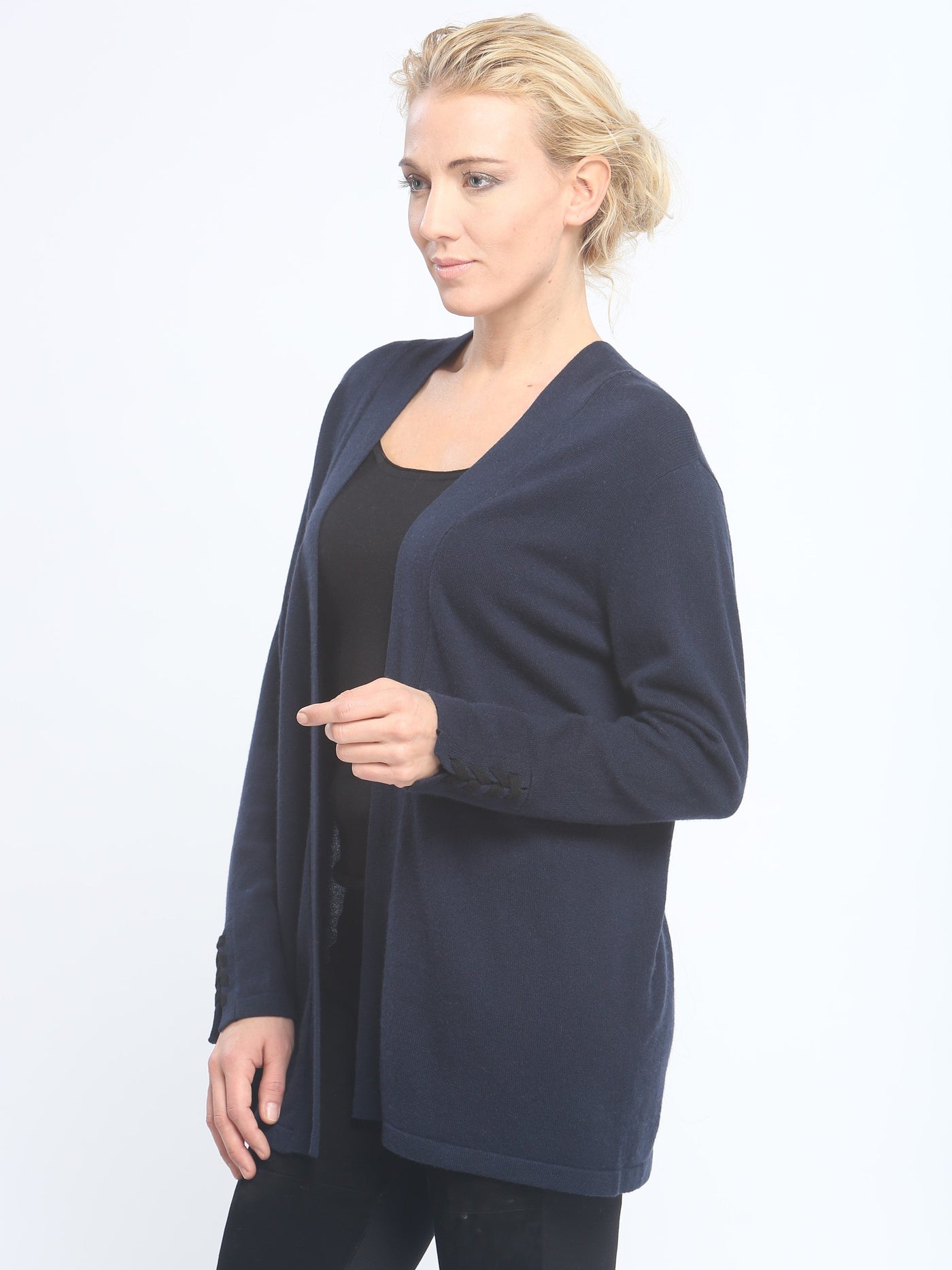Lace Up Open Front Cardigan