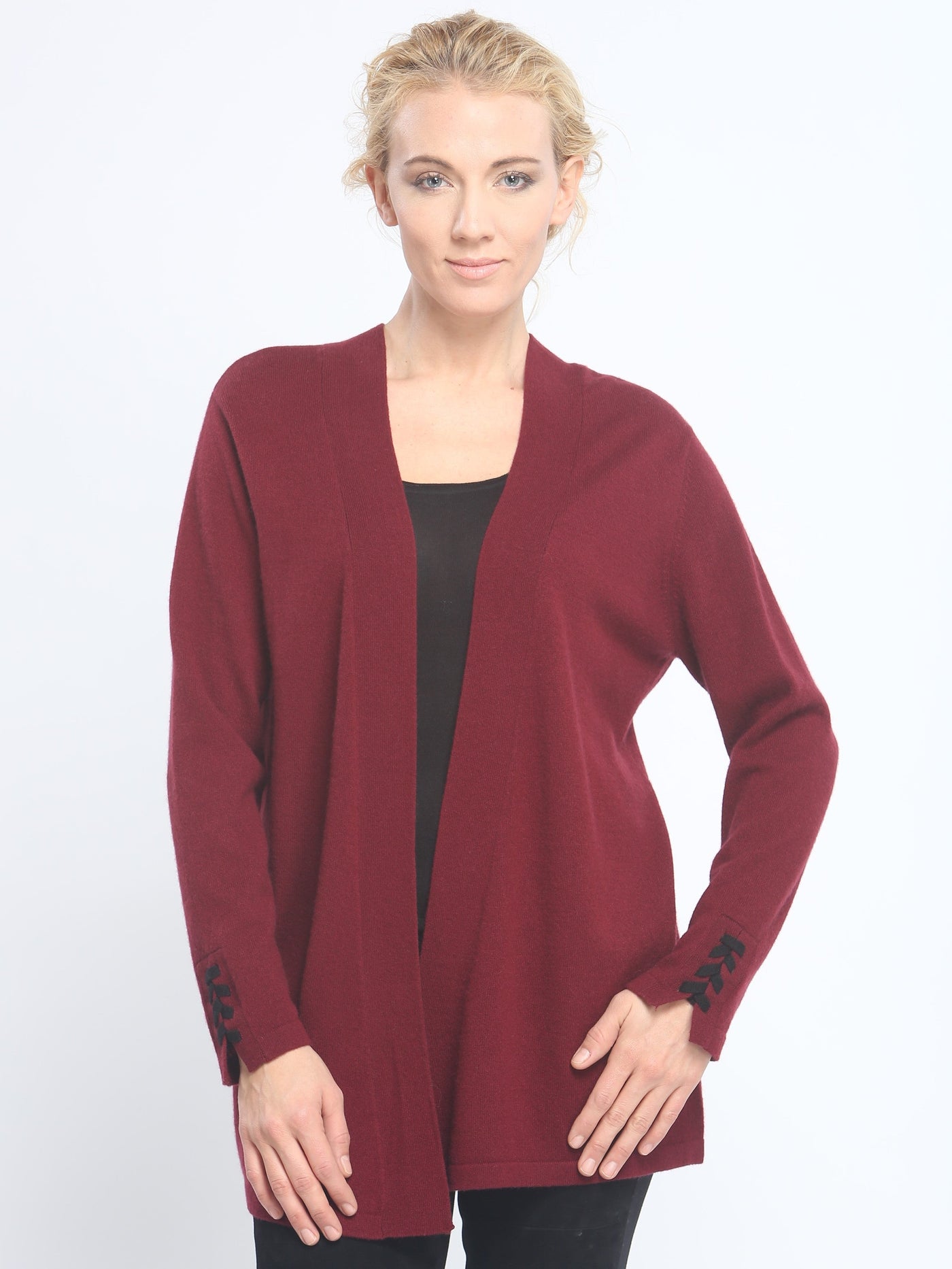 Lace Up Open Front Cardigan