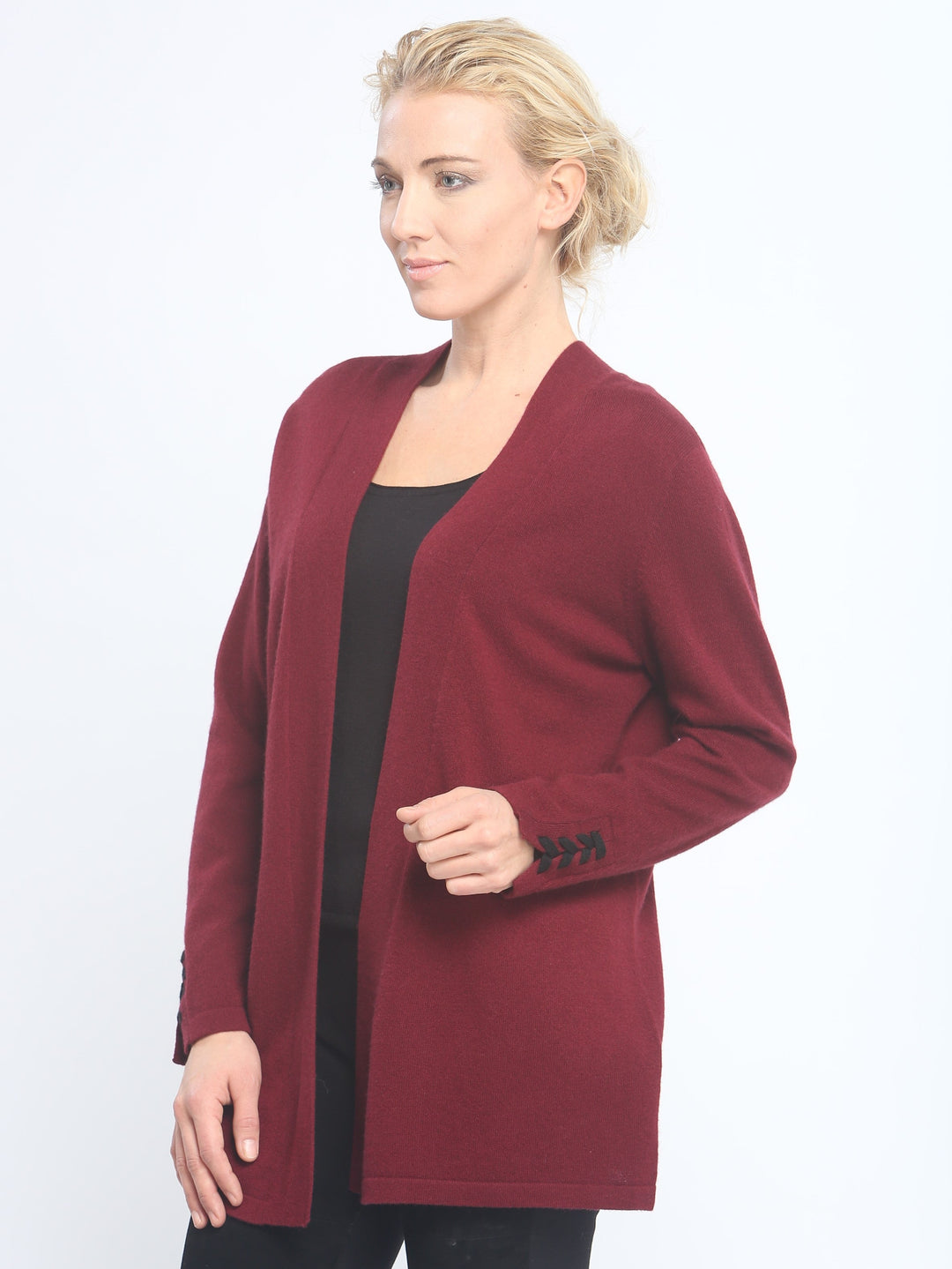 Lace Up Open Front Cardigan