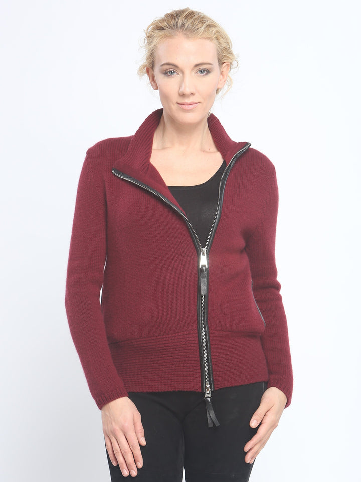 Leather Piping Zipped Jacket