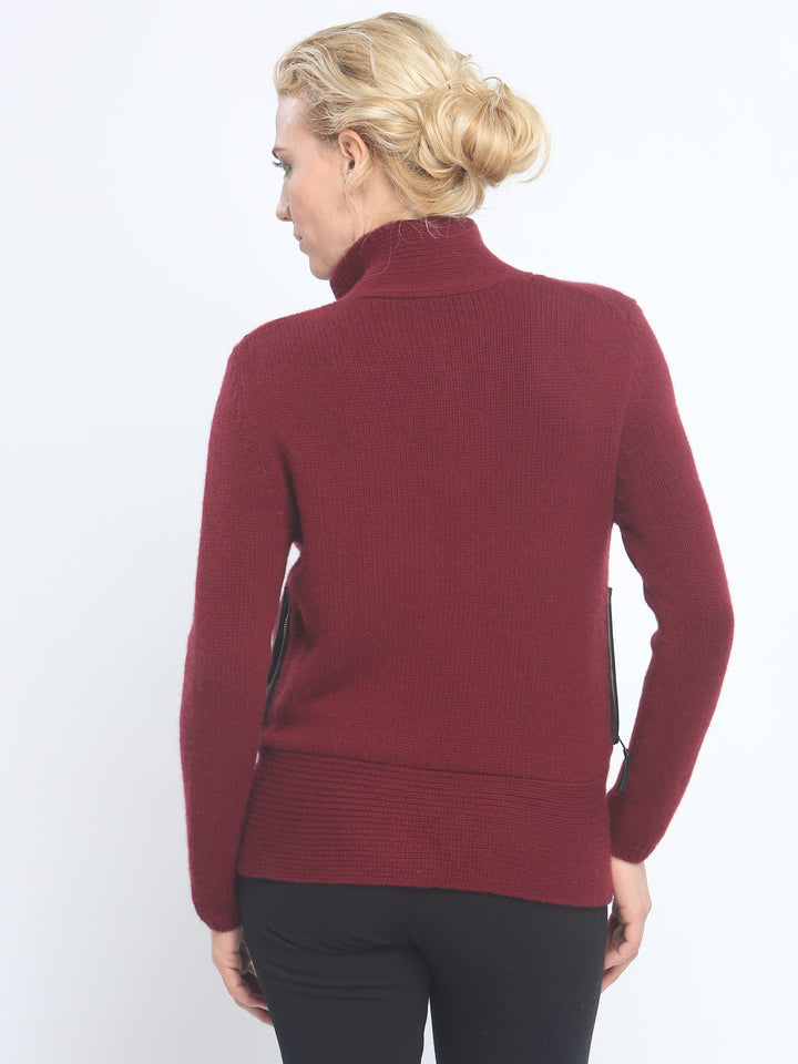 Leather Piping Zipped Jacket