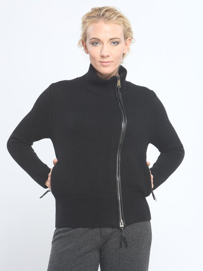 Leather Piping Zipped Jacket