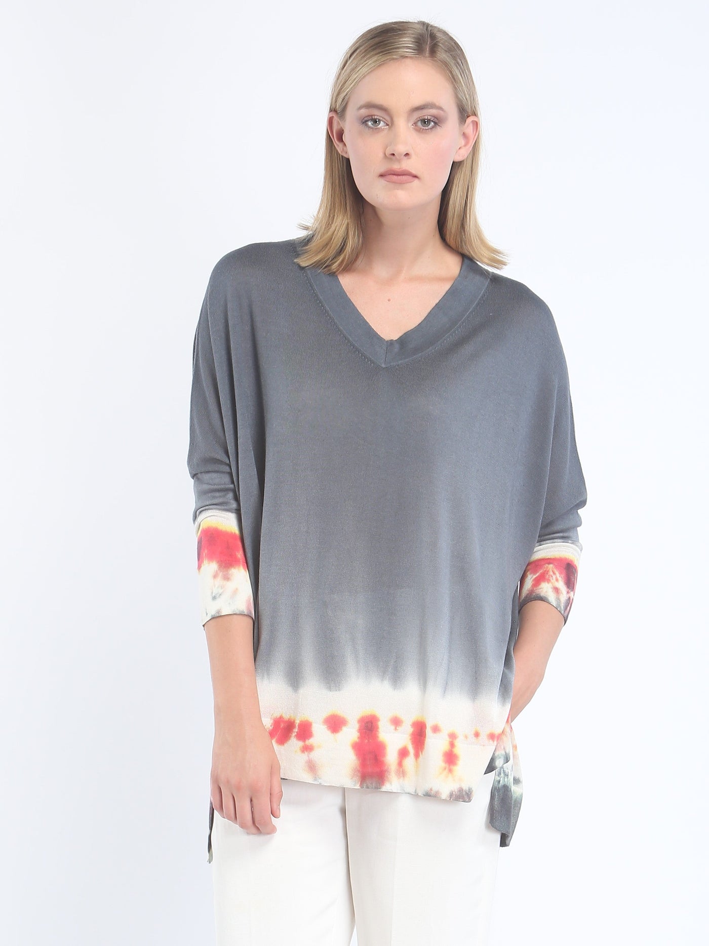 Hand Dyed Slouchy V neck Pullover