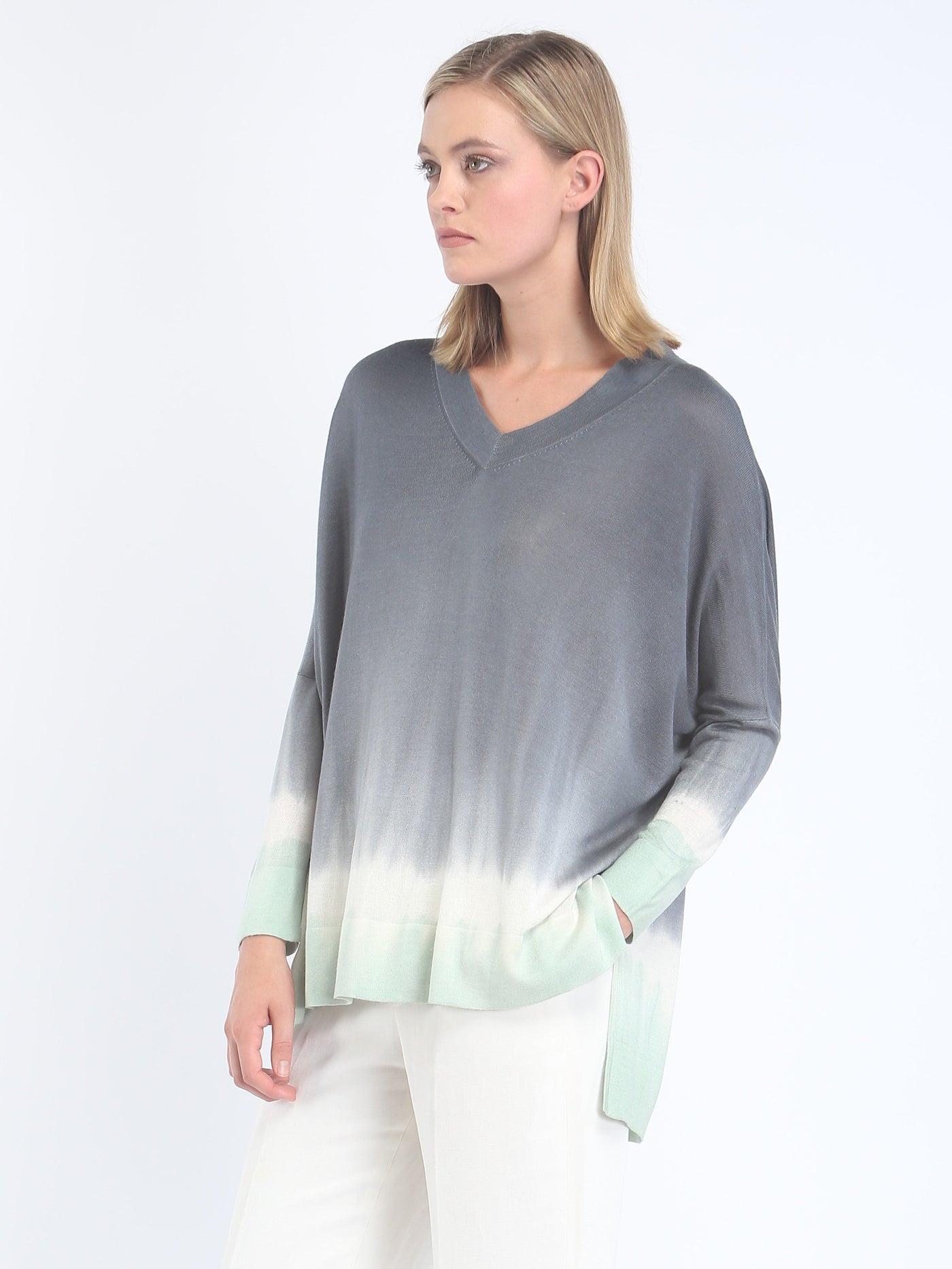 Hand Dyed Slouchy V neck Pullover