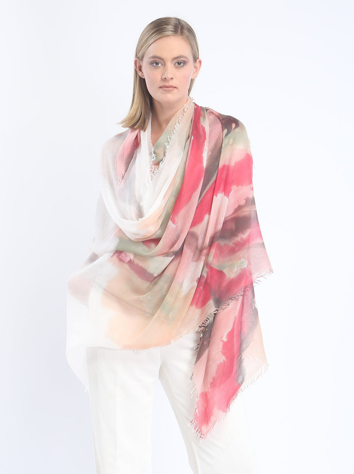 Hand Painted Tissue Fine Scarf - Abstract