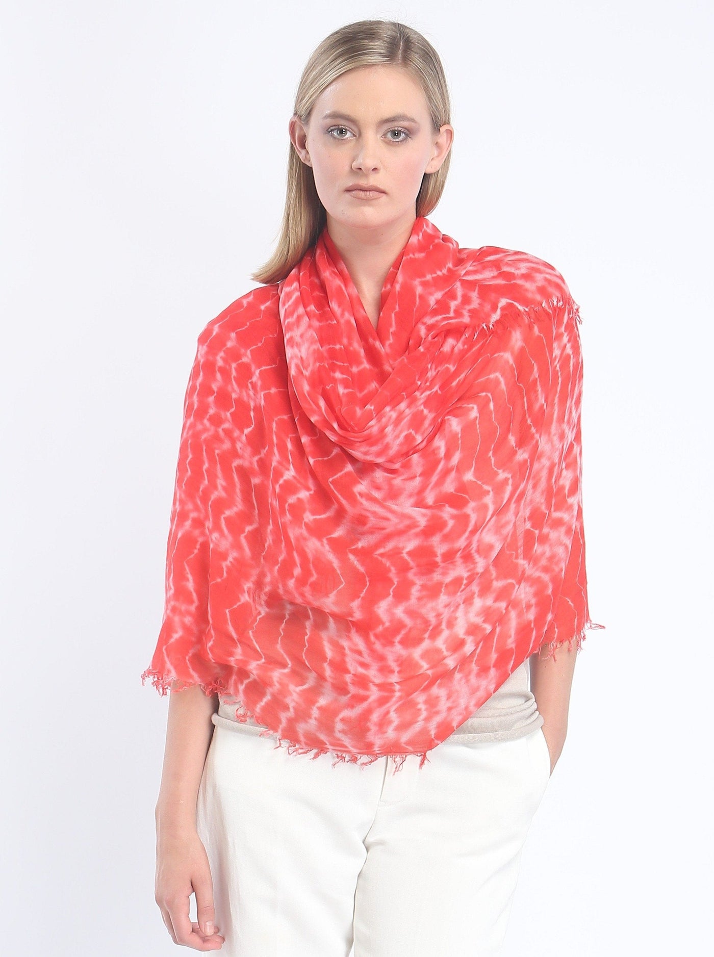 Hand Dyed Tissue Fine Modal Scarf - Waves