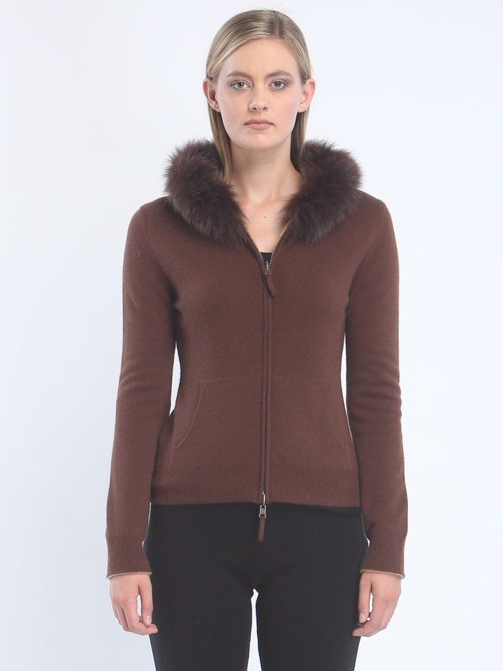 Fox Trimmed Reversible Hoodie Jacket