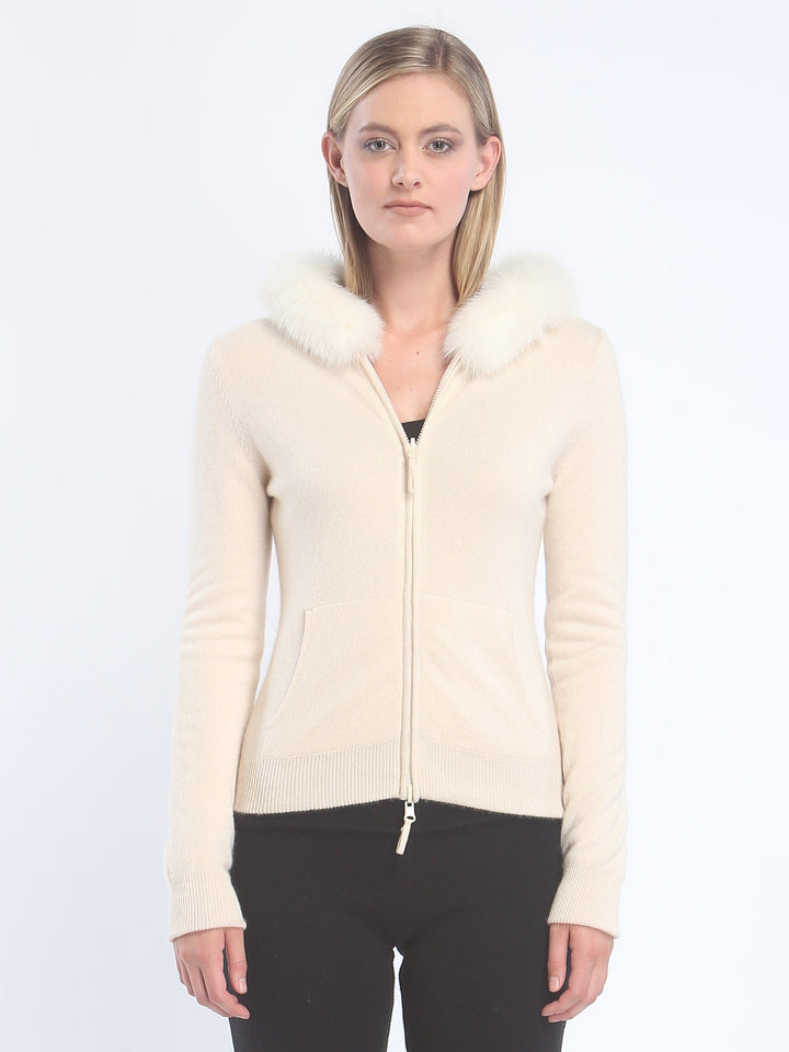 Fox Trimmed Reversible Hoodie Jacket