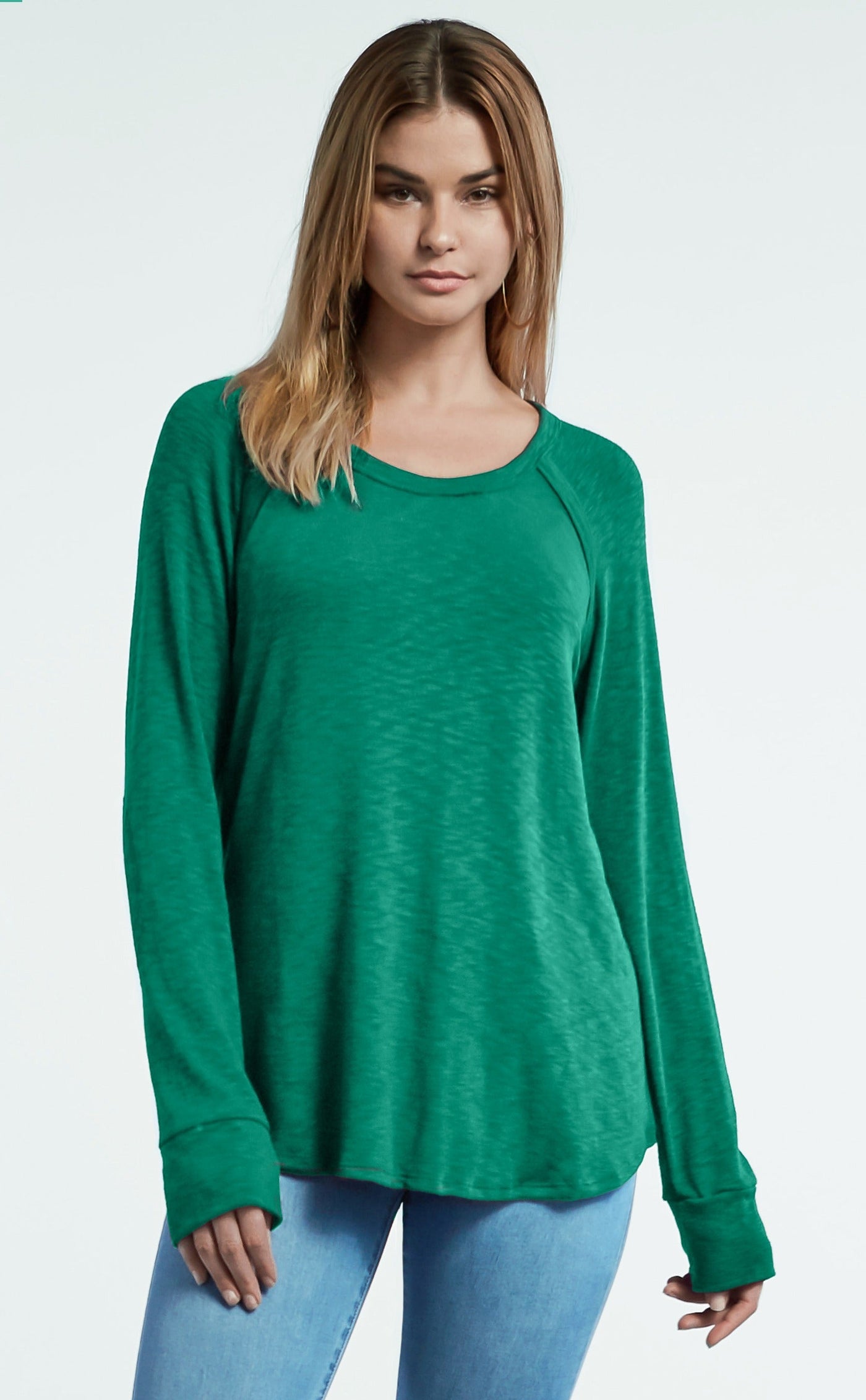 Long Sleeve Elbow Patch Raglan Top