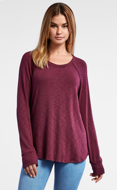 Long Sleeve Elbow Patch Raglan Top