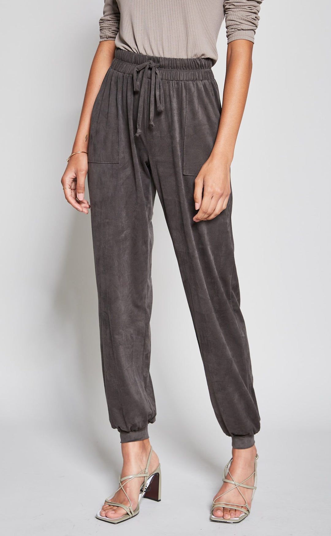 Suede Draw String Track Pant
