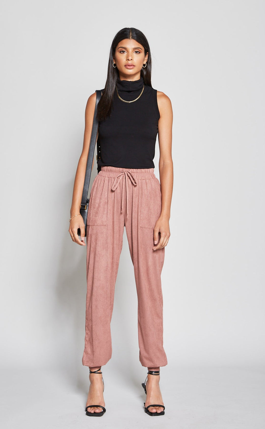Suede Draw String Track Pant