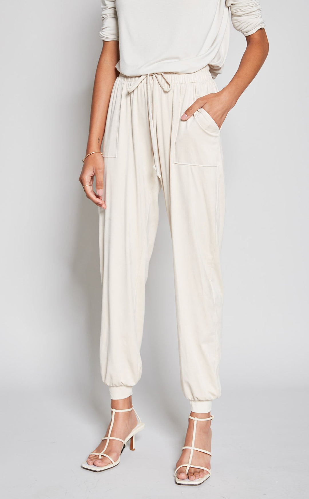 Suede Draw String Track Pant