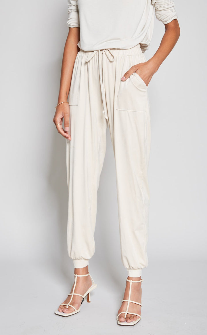 Suede Draw String Track Pant