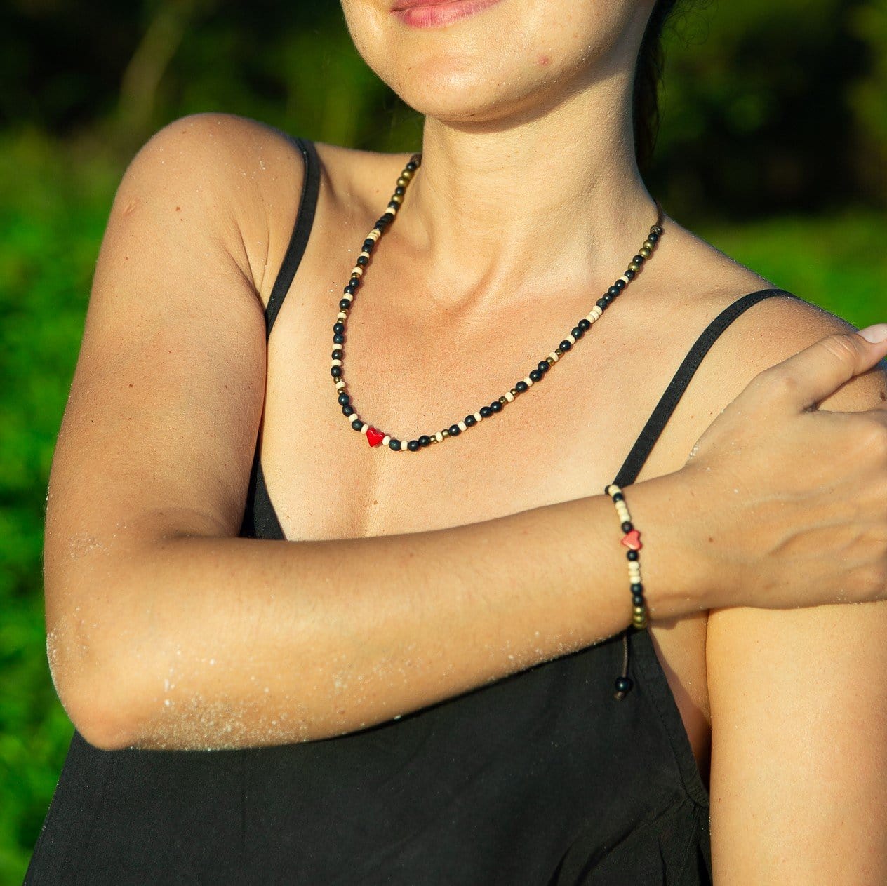 Tagua Heart Necklace & Bracelet Set