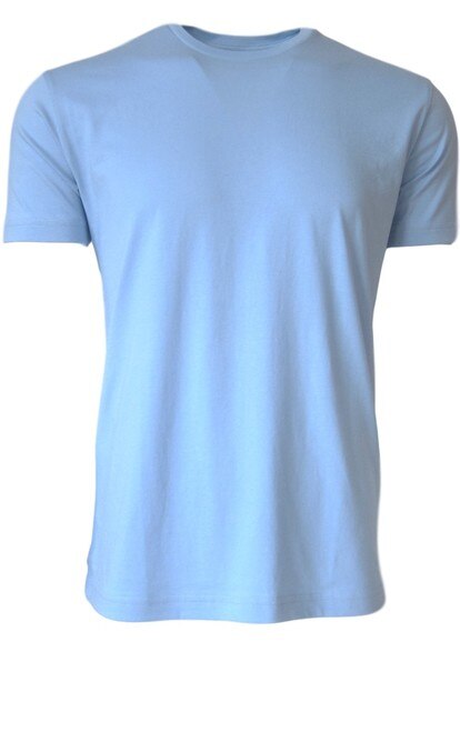 Luxury Crew-Neck Short Sleeves Pima Cotton Mens Tshirt Sky Blue