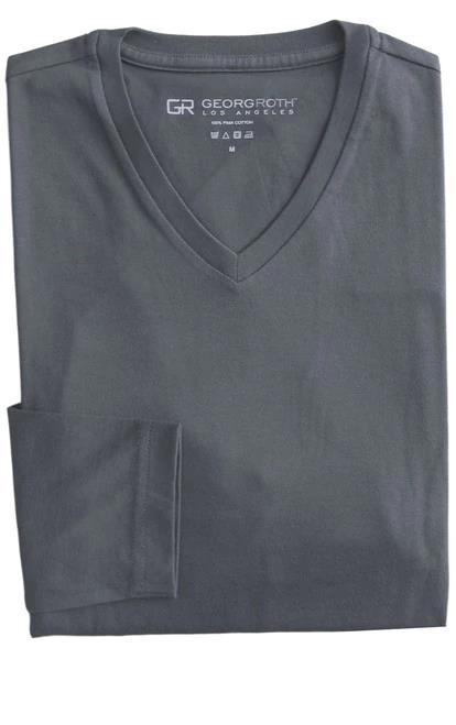 Luxury V--Neck Long Sleeves Pima Cotton Gray
