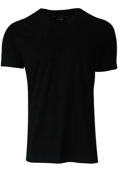Luxury V-Neck Black Short Sleeves Pima Cotton Tshirt