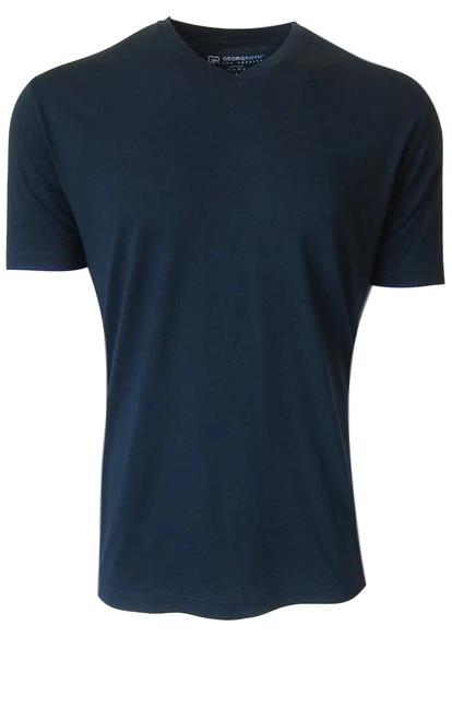 Luxury V-Neck Short Sleeves Pima Cotton Mens Tshirt Navy