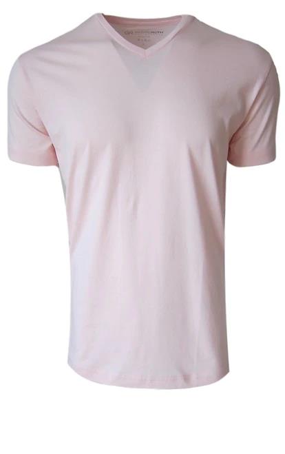 Luxury V-Neck Short Sleeves Pima Cotton Mens Tshirt Pink
