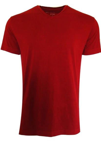 Luxury V Neck Short Sleeves Pima Cotton Mens Tshirt Red