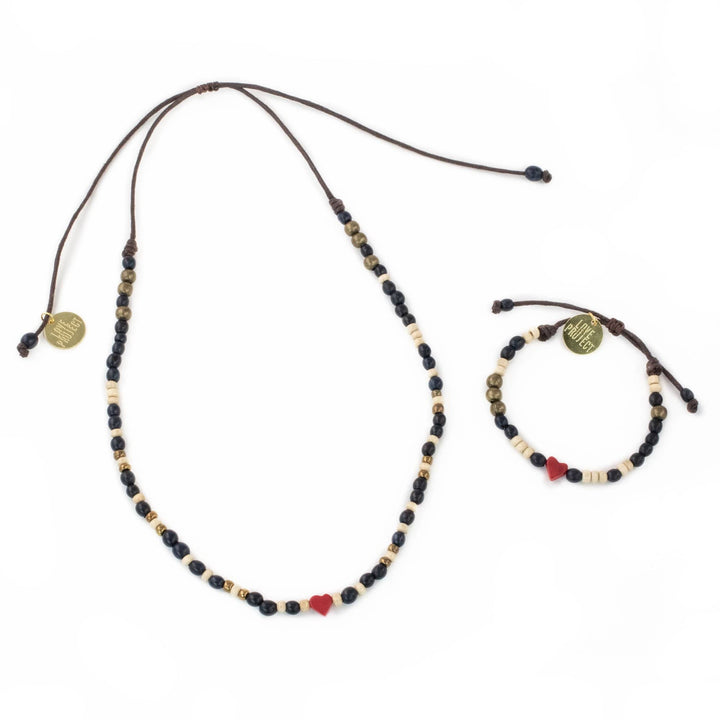 Tagua Heart Necklace &amp; Bracelet Set