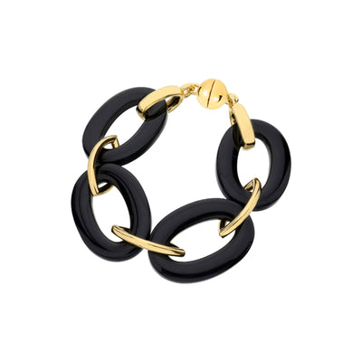 Black Oval & Marquis Lucite Bracelet