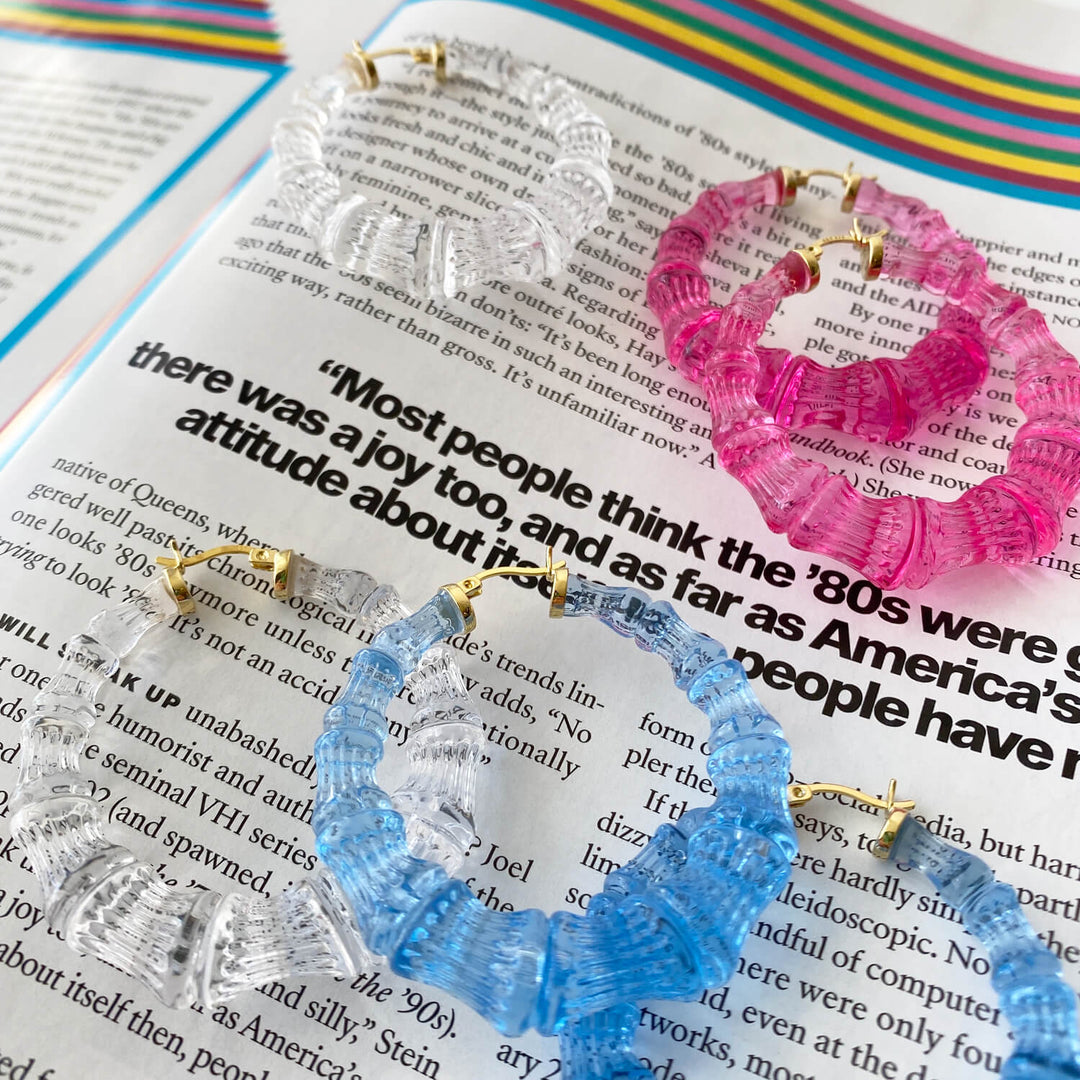 Bamboo Hoops Clear Pink Blue