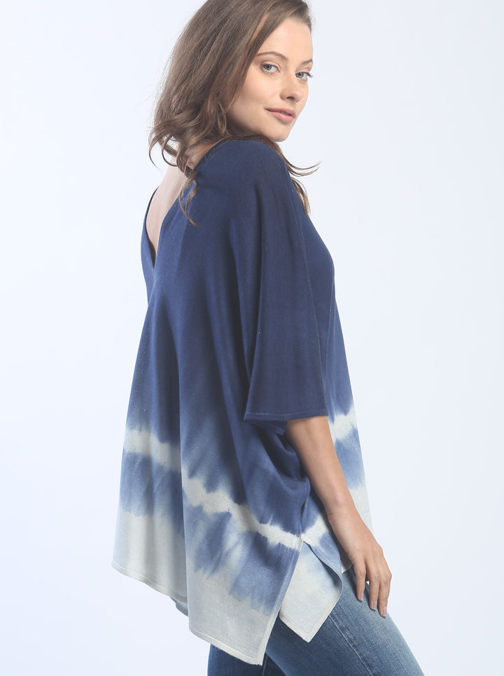 Hand Dyed Double V-Neck Poncho Tee