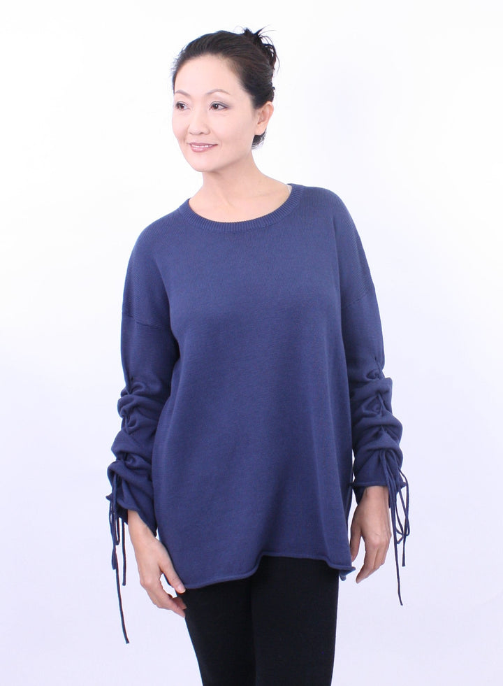 Lace-Up Sleeve Pullover
