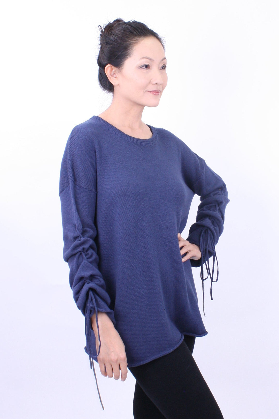 Lace-Up Sleeve Pullover