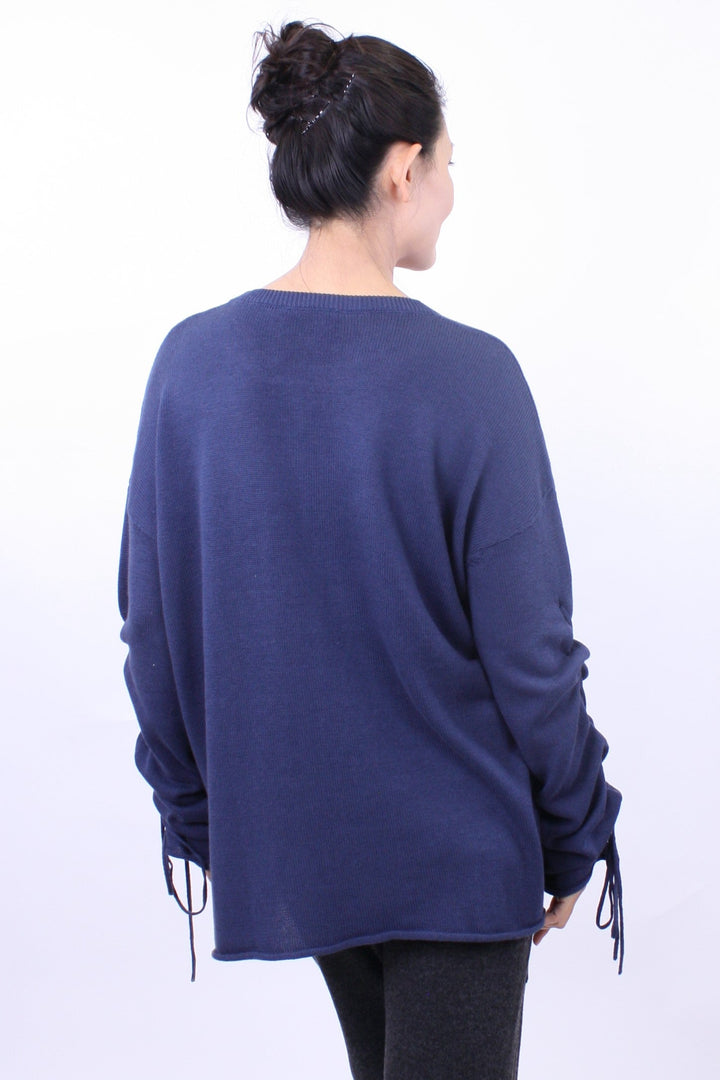 Lace-Up Sleeve Pullover