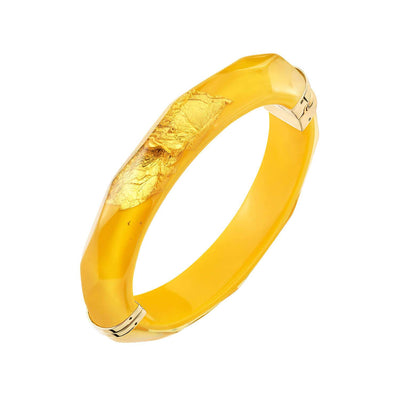24K Gold Leaf Thin Faceted Lucite Bangle - YELLOW