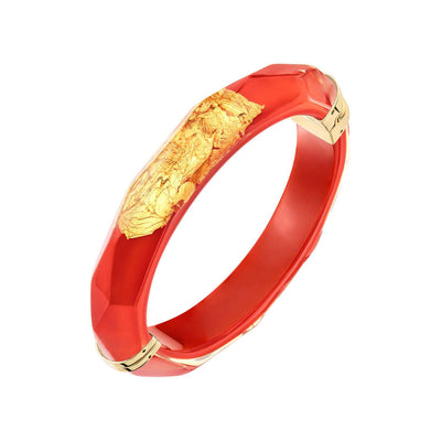 24K Gold Leaf Thin Faceted Lucite Bangle - FIESTA