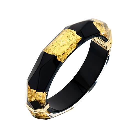 24K Gold Leaf Faceted Lucite Bangle